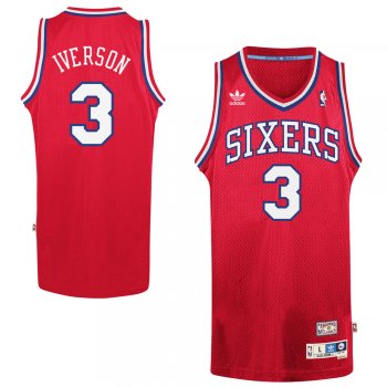 Men's Allen Iverson Philadelphia 76ers Red Hardwood Classics Swingman Jersey