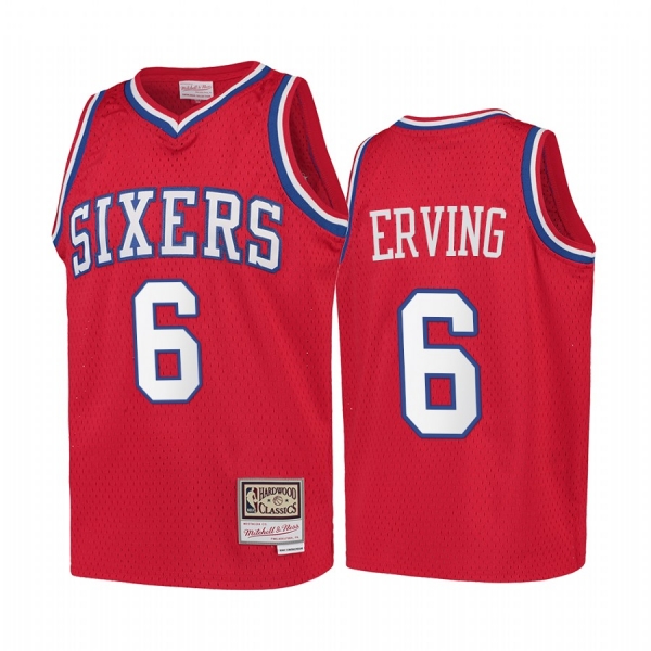 Youth Julius Erving Philadelphia 76ers Hardwood Classics Jersey - Red