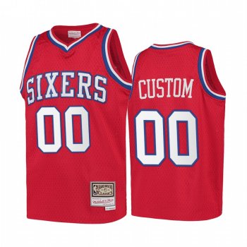 Youth Custom Philadelphia 76ers Hardwood Classics Jersey - Red