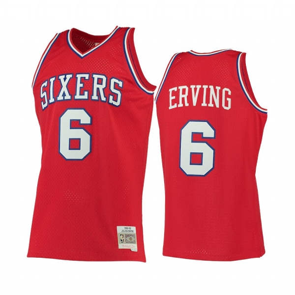 Philadelphia 76ers Julius Erving #6 Red Hardwood Classics Jersey