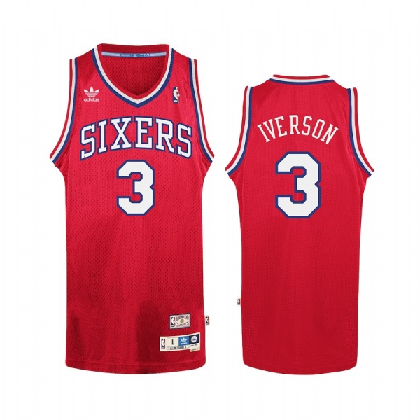 Philadelphia 76ers Allen Iverson #3 Red Hardwood Classics Jersey