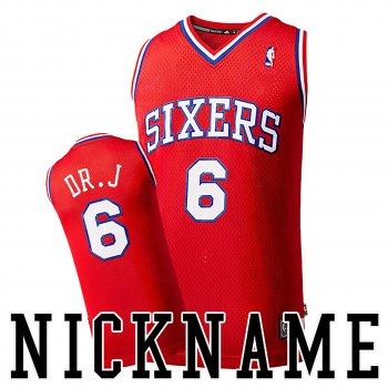 Male Julius Erving #6 Philadelphia 76ers Nickname DR.J Throwback Red Jersey