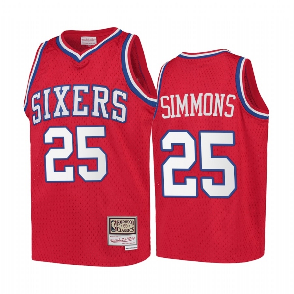 Youth Ben Simmons Philadelphia 76ers Hardwood Classics Jersey - Red