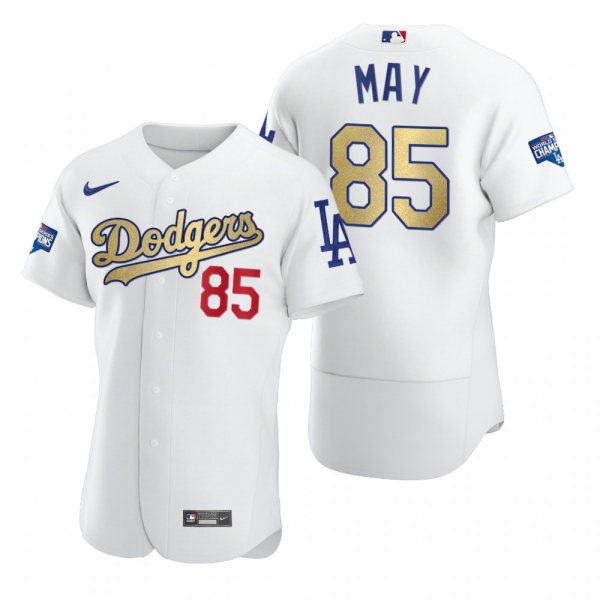 Los Angeles Dodgers Dustin May White 2021 Gold Program Authentic Jersey