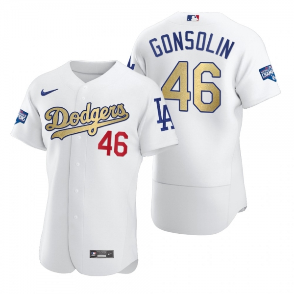 Los Angeles Dodgers Tony Gonsolin White 2021 Gold Program Authentic Jersey