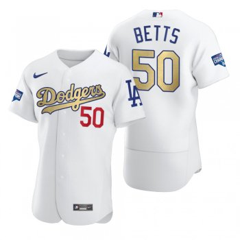 Los Angeles Dodgers Mookie Betts White 2021 Gold Program Authentic Jersey