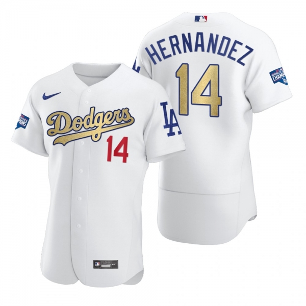 Los Angeles Dodgers Enrique Hernandez White 2021 Gold Program Authentic Jersey