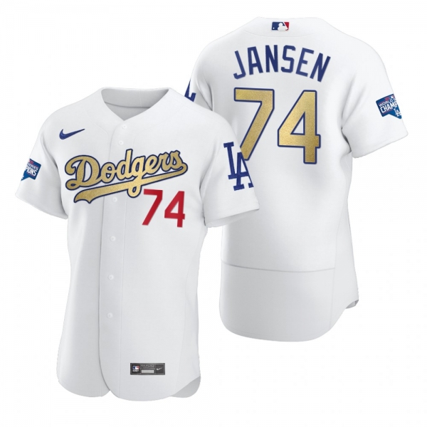 Los Angeles Dodgers Kenley Jansen White 2021 Gold Program Authentic Jersey