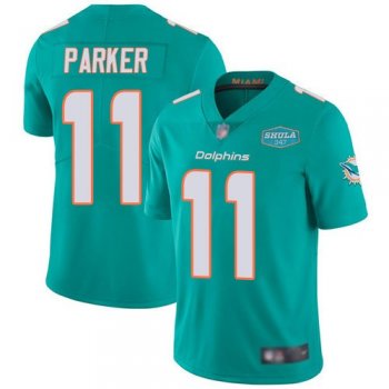 Nike Dolphins 11 DeVante Parker Aqua With 347 Shula Patch Vapor Limited Men Jersey