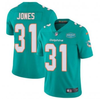 Nike Dolphins 31 Byron Jones Aqua With 347 Shula Patch Vapor Limited Men Jersey