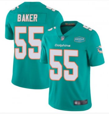 Nike Dolphins 55 Jerome Baker Aqua With 347 Shula Patch Vapor Limited Men Jersey