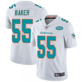 Nike Dolphins 55 Jerome Baker White With 347 Shula Patch Vapor Limited Men Jersey