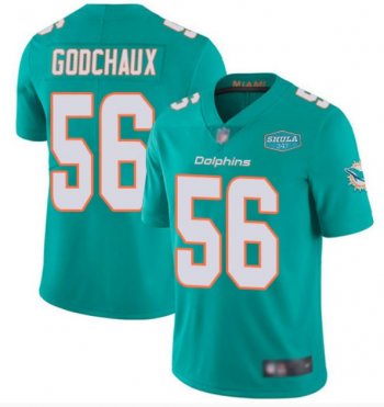 Nike Dolphins 56 Davon Godchaux Aqua With 347 Shula Patch Vapor Limited Men Jersey