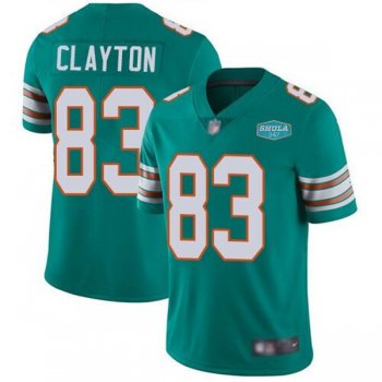 Nike Dolphins 83 Mark Clayton Aqua With 347 Shula Patch Vapor Limited Men Jersey