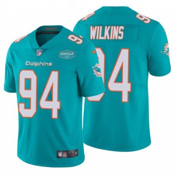 Nike Dolphins 94 Christian Wilkins Aqua With 347 Shula Patch Vapor Limited Men Jersey