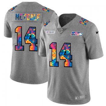 Seattle Seahawks #14 DK Metcalf Men's Nike Multi-Color 2020 NFL Crucial Catch NFL Jersey Greyheather