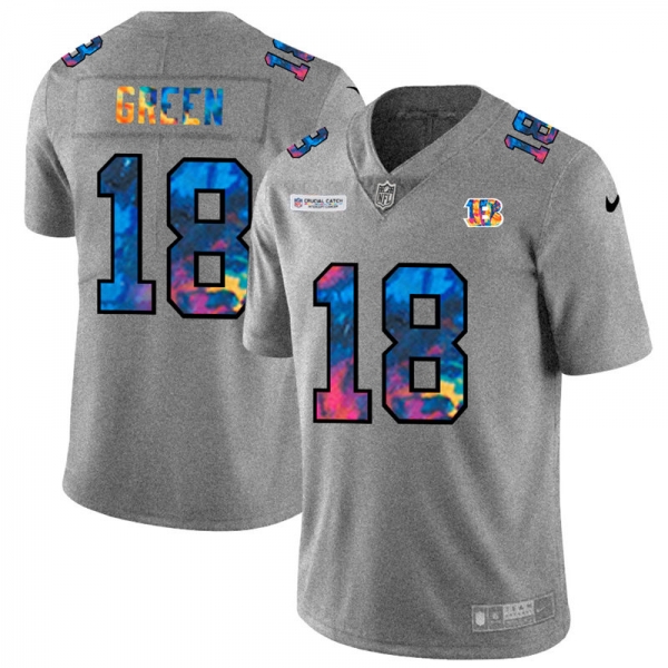 Cincinnati Bengals #18 A.J. Green Men's Nike Multi-Color 2020 NFL Crucial Catch NFL Jersey Greyheather