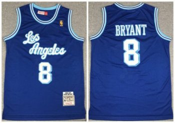 Men’s Los Angeles Lakers #8 Kobe Bryant Blue Throwback Stitched Jersey