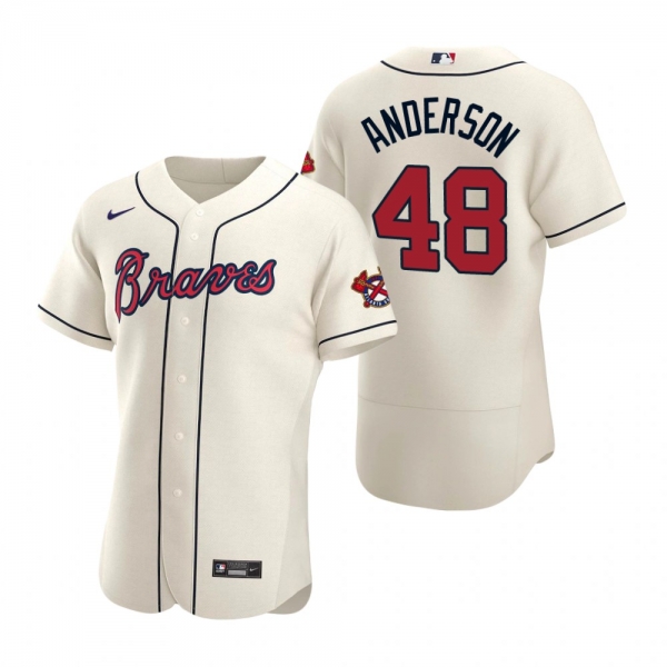 Men's Atlanta Braves Ian Anderson Nike Cream Authentic 2020 Alternate Jersey