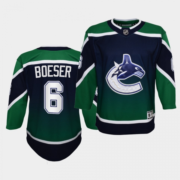 Youth Brock Boeser Jersey Canucks 2021 Reverse Retro Green Authentic Jersey