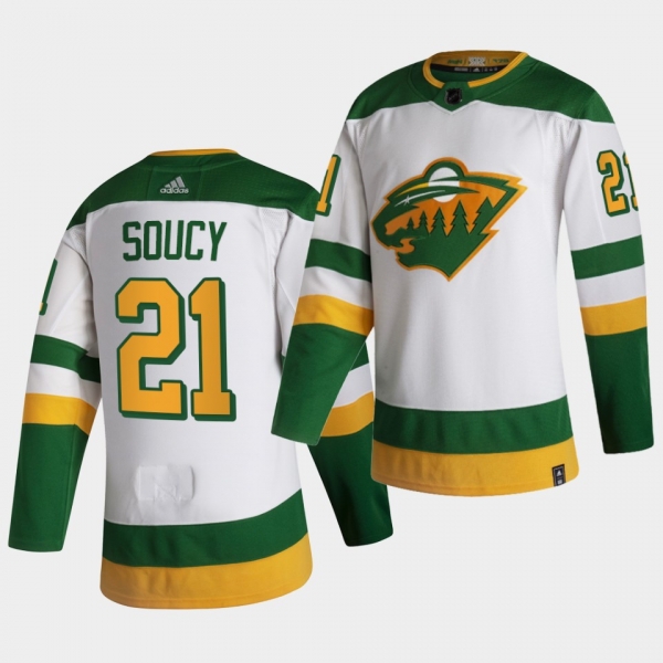 Minnesota Wild 2021 Reverse Retro Carson Soucy White Authentic Jersey