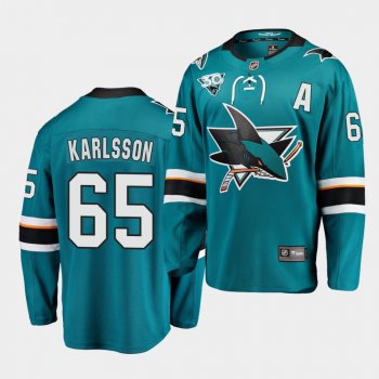 San Jose Sharks 2021 Reverse Retro Erik Karlsson Teal 30th Anniversary Home Jersey