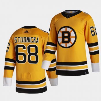 Boston Bruins 2021 Reverse Retro Jack Studnicka Gold Authentic Jersey