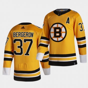 Boston Bruins 2021 Reverse Retro Patrice Bergeron Gold Authentic Jersey