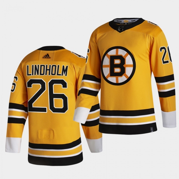 Boston Bruins 2021 Reverse Retro Par Lindholm Gold Authentic Jersey