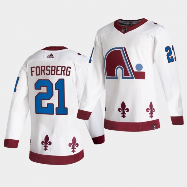 Colorado Avalanche 2021 Reverse Retro Peter Forsberg White Authentic Jersey