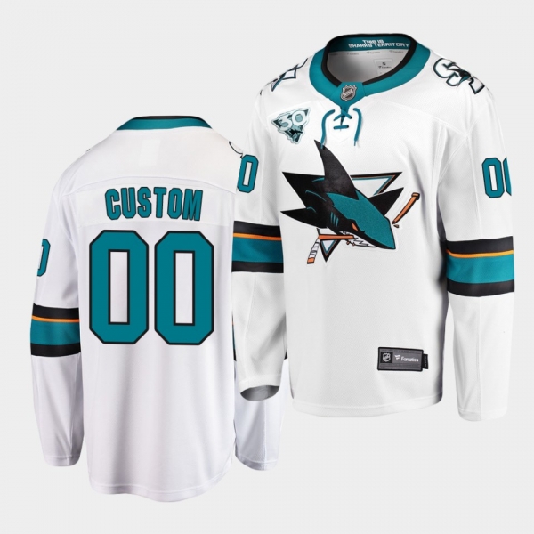 San Jose Sharks 2021 Reverse Retro Custom White 30th Anniversary Jersey