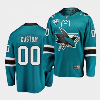 San Jose Sharks 2021 Reverse Retro Custom Teal 30th Anniversary Home Jersey