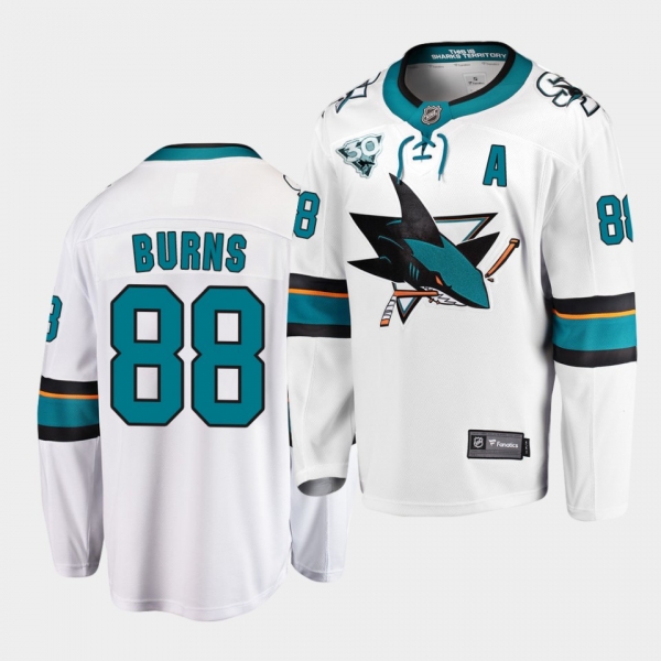 San Jose Sharks 2021 Reverse Retro Brent Burns White 30th Anniversary Jersey