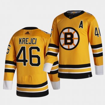 Boston Bruins 2021 Reverse Retro David Krejci Gold Authentic Jersey