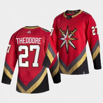 Vegas Golden Knights 2021 Reverse Retro Shea Theodore Red Authentic Jersey