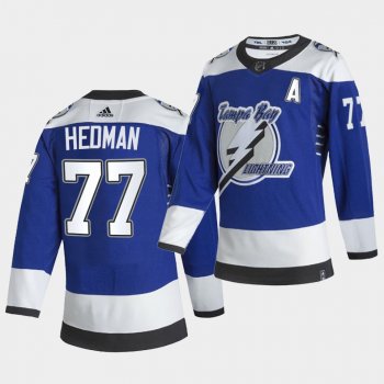 Tampa Bay Lightning 2021 Reverse Retro Victor Hedman Blue Authentic Jersey