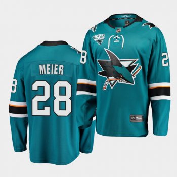 San Jose Sharks 2021 Reverse Retro Timo Meier Teal 30th Anniversary Home Jersey