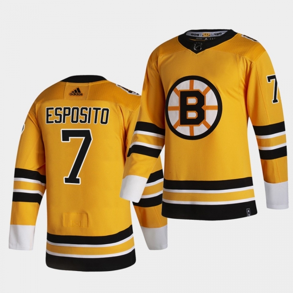 Boston Bruins 2021 Reverse Retro Phil Esposito Gold Authentic Jersey