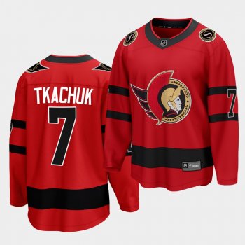 brady tkachuk Ottawa Senators 2021 Reverse Retro Red Special Edition Men Jersey