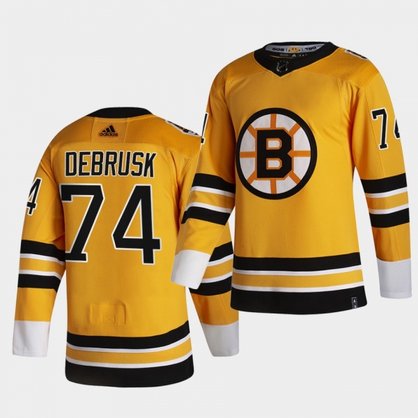 Boston Bruins 2021 Reverse Retro Jake Debrusk Gold Authentic Jersey