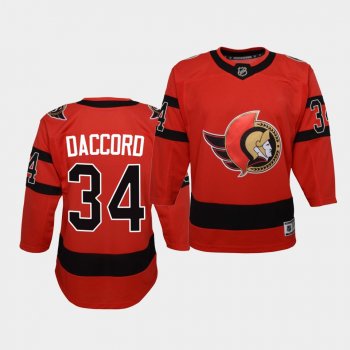 Youth Joey Daccord Ottawa Senators 2021 Reverse Retro Red Special Edition Jersey