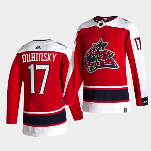 Columbus Blue Jackets 2021 Reverse Retro brandon dubinsky Red Authentic Jersey