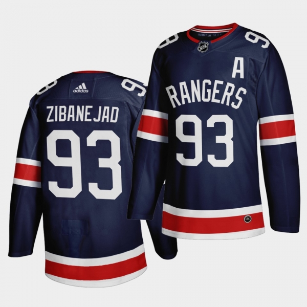 New York Rangers 2021 Reverse Retro Mika Zibanejad Navy Authentic Jersey