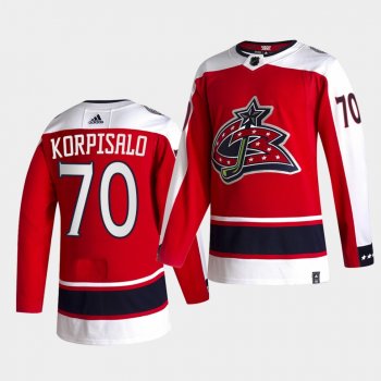 Columbus Blue Jackets 2021 Reverse Retro joonas korpisalo Red Authentic Jersey