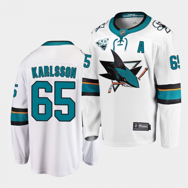 San Jose Sharks 2021 Reverse Retro Erik Karlsson White 30th Anniversary Jersey