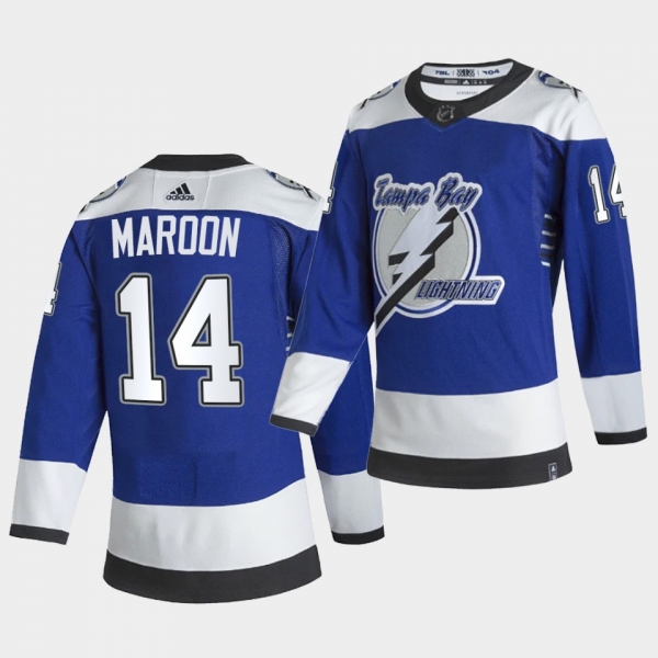 Tampa Bay Lightning 2021 Reverse Retro Patrick Maroon Blue Authentic Jersey