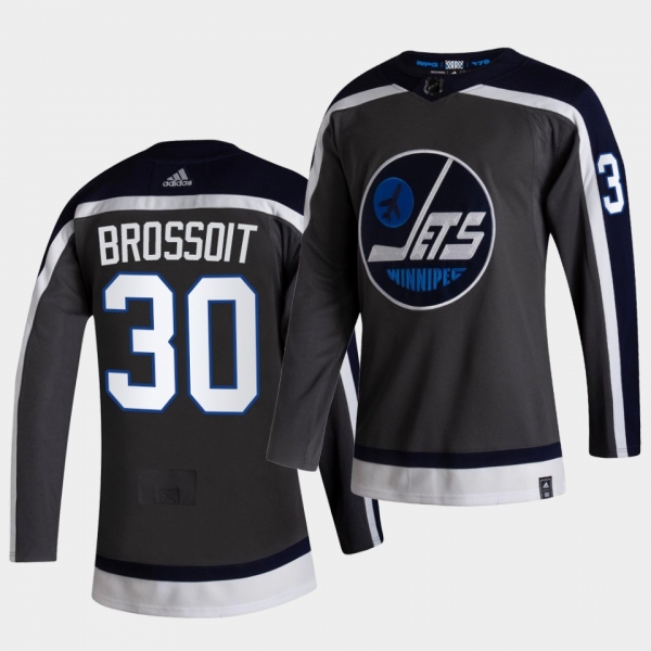 Winnipeg Jets 2021 Reverse Retro Laurent Brossoit Grey Authentic Jersey