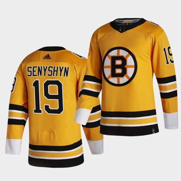 Boston Bruins 2021 Reverse Retro Zachary Senyshyn Gold Authentic Jersey