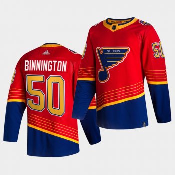 St. Louis Blues 2021 Reverse Retro Jordan Binnington Red Special Edition Authentic Jersey