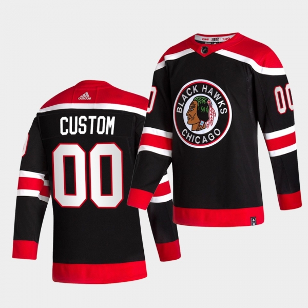 Chicago Blackhawks 2021 Reverse Retro Custom Black Special Edition Authentic Jersey